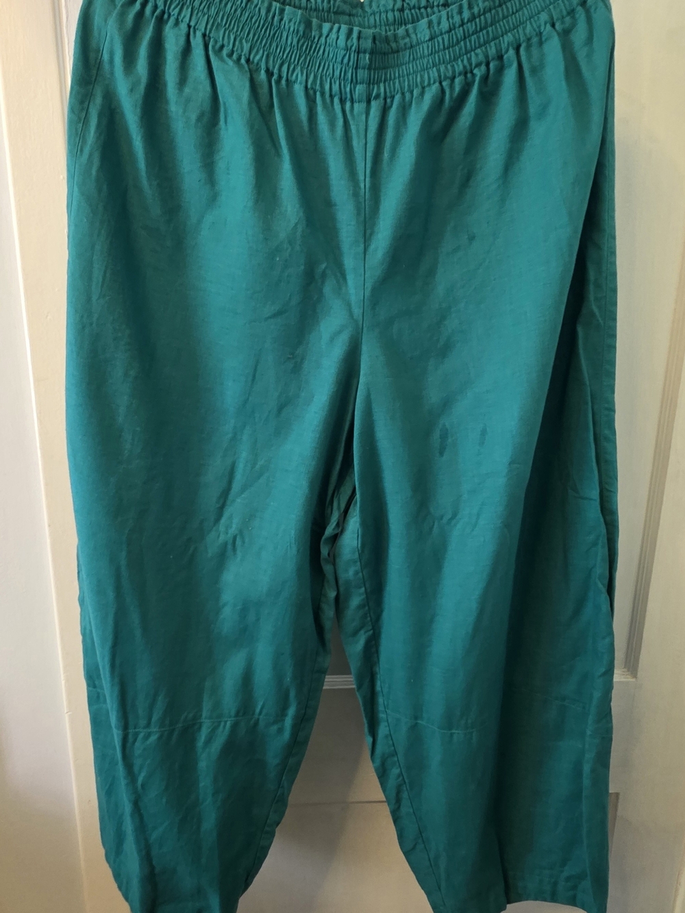 Teal Elastic Waist Casual Pants